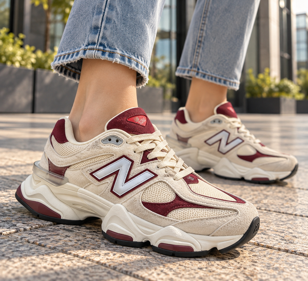 Дамски спортни обувки New Balance 9060 – Крем / Бордо